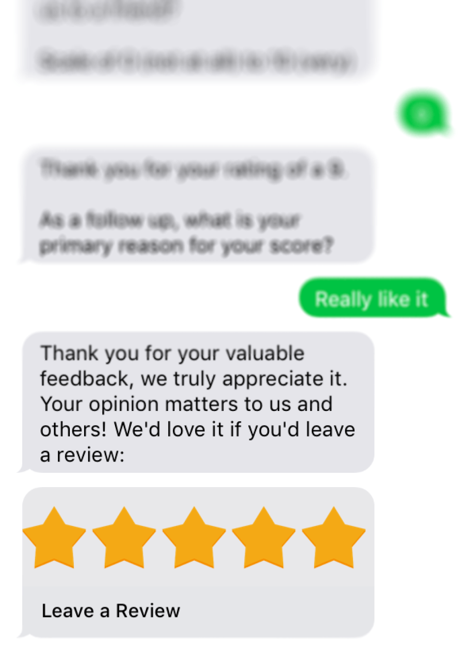 screenshot of SMS Reviews